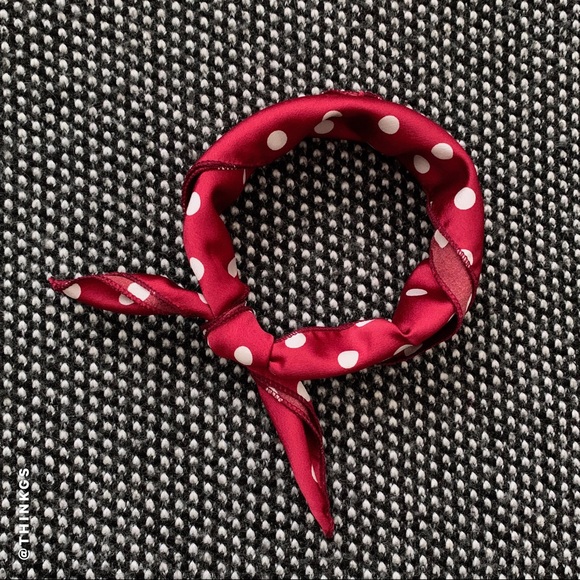 Square Scarf Red + White Dots - Picture 4 of 7